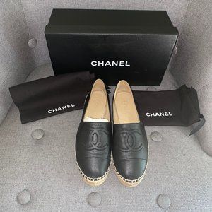 Authentic Chanel Black Espadrilles
